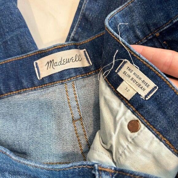 Madewell The High Rise Slim Boyjean Denim Jeans Women's size 32 - Picture 8 of 8